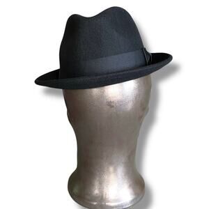 Hats in the Belfry Wool Fedora Hat Sz Unisex Black Classic Sz L 22 5/8 to 23 in